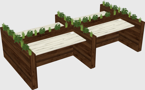 Rectangular shared desk
