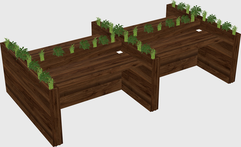 Rectangular shared desk