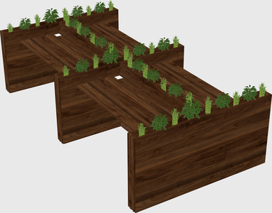 Rectangular shared desk