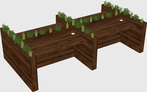 Rectangular shared desk