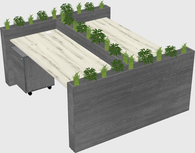 Rectangular shared desk