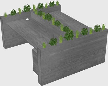 Rectangular shared desk