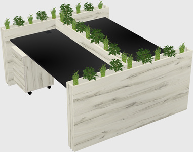 Rectangular shared desk