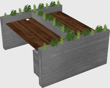 Rectangular shared desk