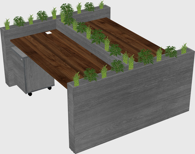 Rectangular shared desk