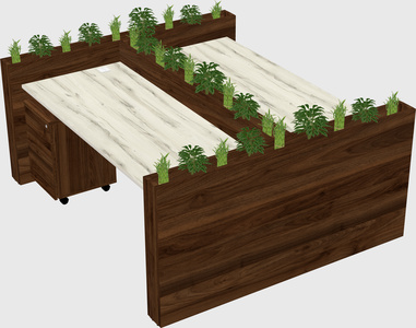 Rectangular shared desk