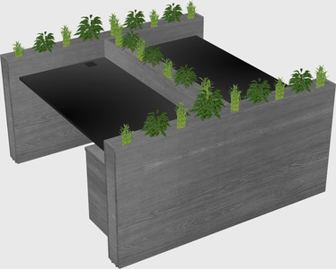 Rectangular shared desk