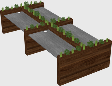 Rectangular shared desk