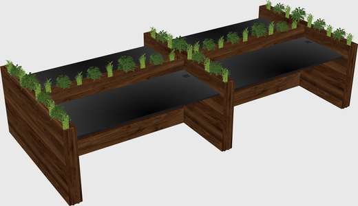 Rectangular shared desk