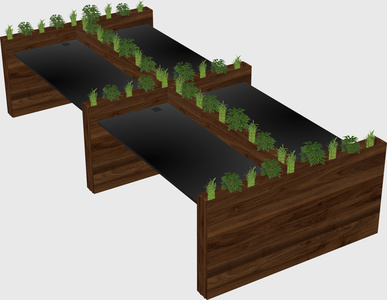 Rectangular shared desk