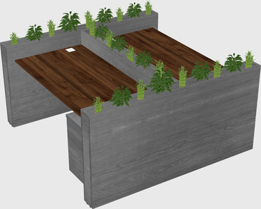 Rectangular shared desk
