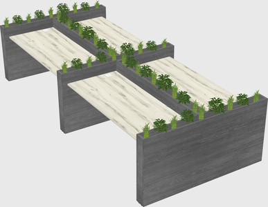 Rectangular shared desk