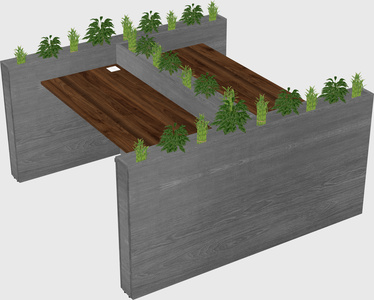 Rectangular shared desk