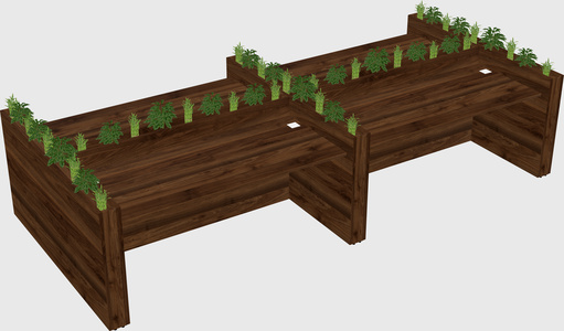 Rectangular shared desk