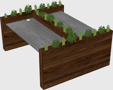 Rectangular shared desk
