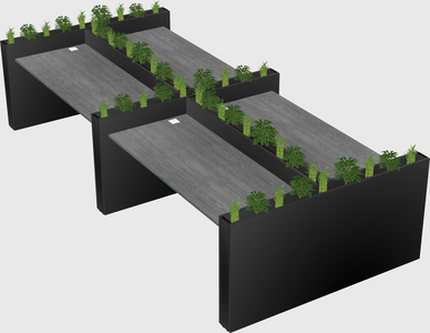 Rectangular shared desk