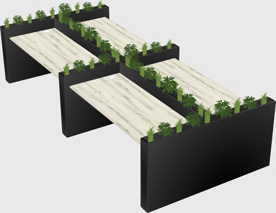 Rectangular shared desk