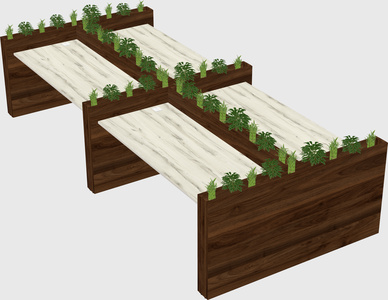 Rectangular shared desk