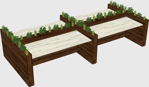 Rectangular shared desk