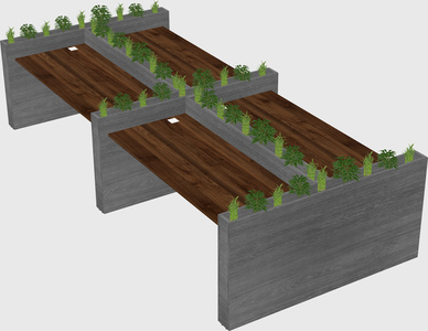 Rectangular shared desk