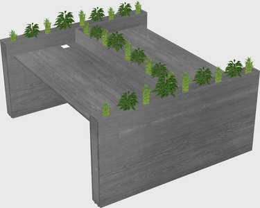 Rectangular shared desk