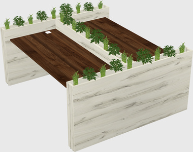 Rectangular shared desk