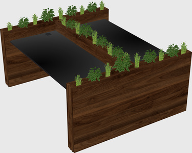 Rectangular shared desk