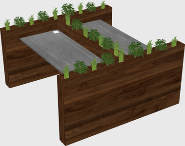 Rectangular shared desk