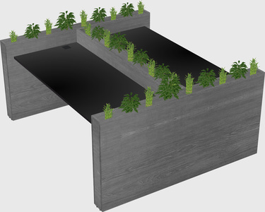 Rectangular shared desk