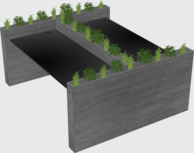 Rectangular shared desk