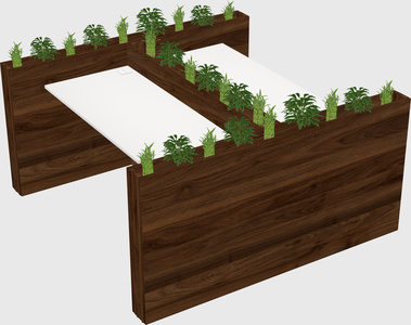 Rectangular shared desk
