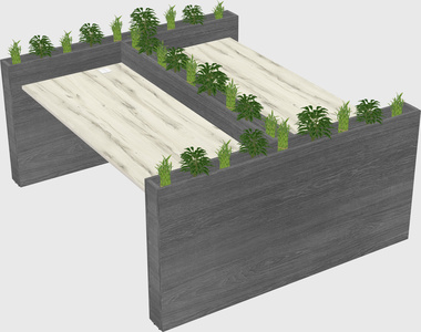 Rectangular shared desk