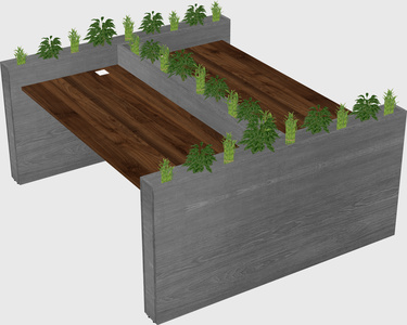 Rectangular shared desk