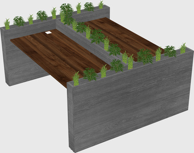 Rectangular shared desk