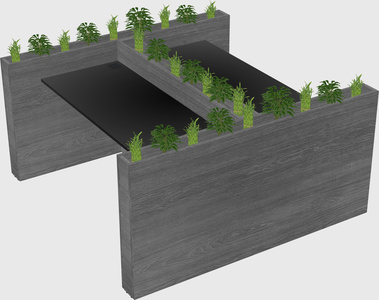 Rectangular shared desk
