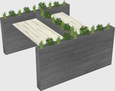 Rectangular shared desk