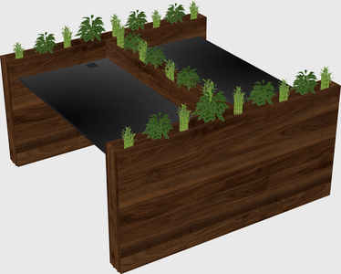 Rectangular shared desk