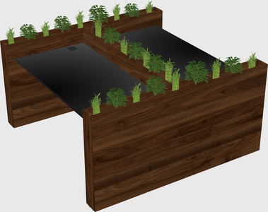 Rectangular shared desk