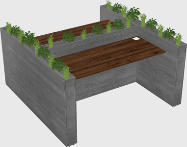 Rectangular shared desk