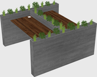 Rectangular shared desk