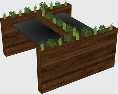 Rectangular shared desk