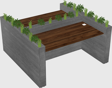 Rectangular shared desk