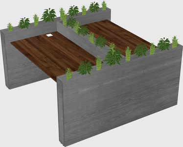 Rectangular shared desk