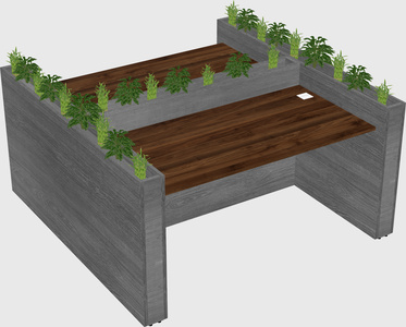 Rectangular shared desk