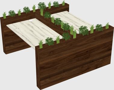 Rectangular shared desk