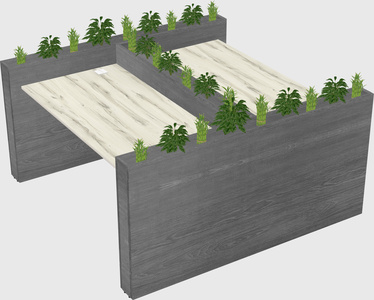 Rectangular shared desk