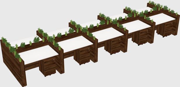 Rectangular shared desk