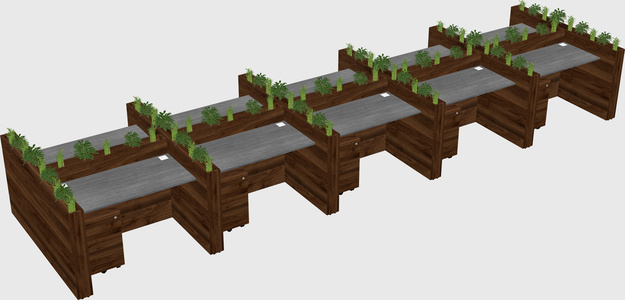 Rectangular shared desk