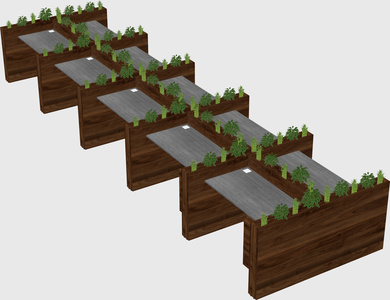 Rectangular shared desk