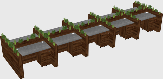 Rectangular shared desk